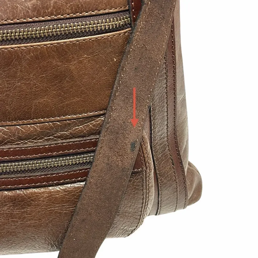 Vintage Distressed Leather Shoulder Bag Crossbody Brown Boho Messenger